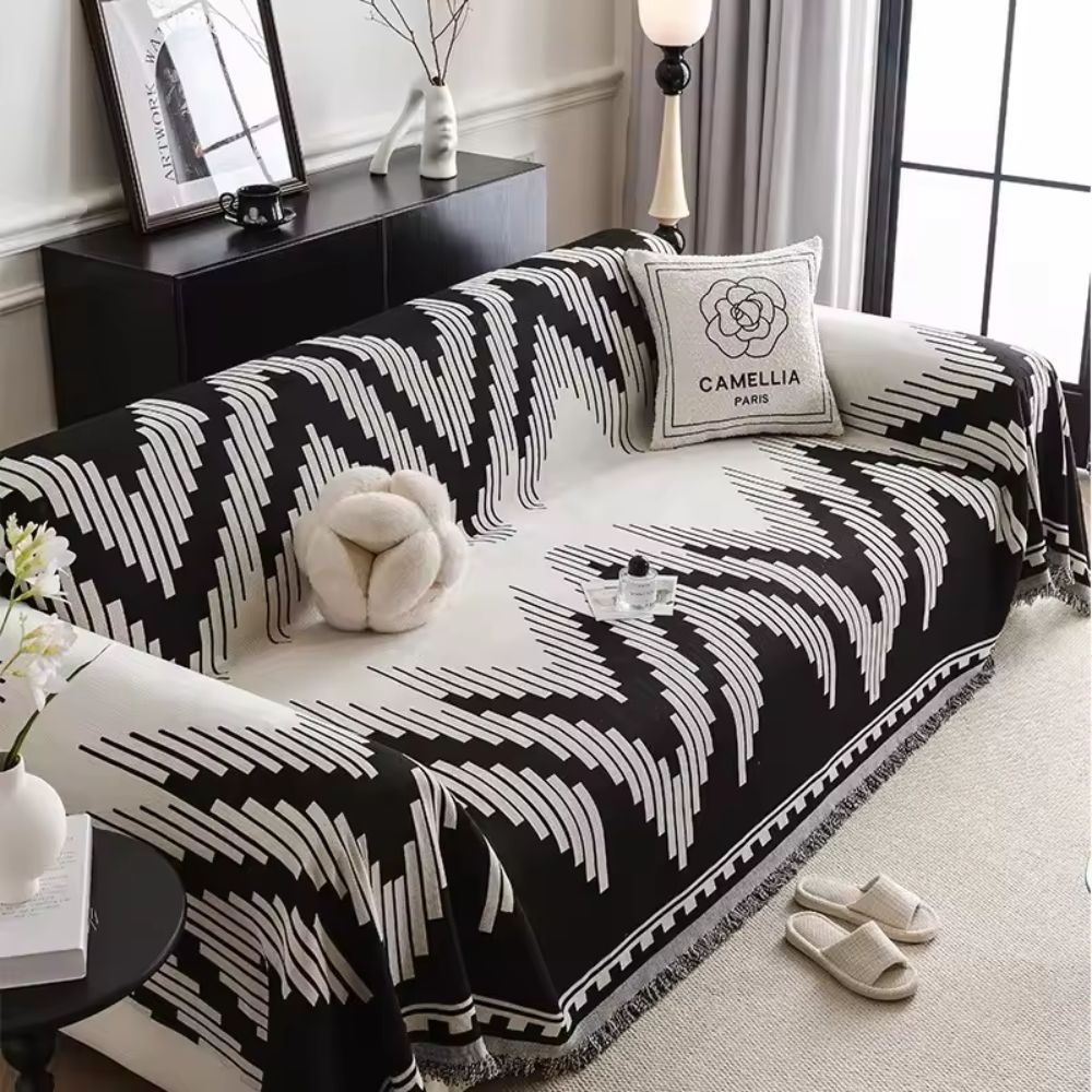 Chenille Microfiber Sofa Cover in Parisian Style