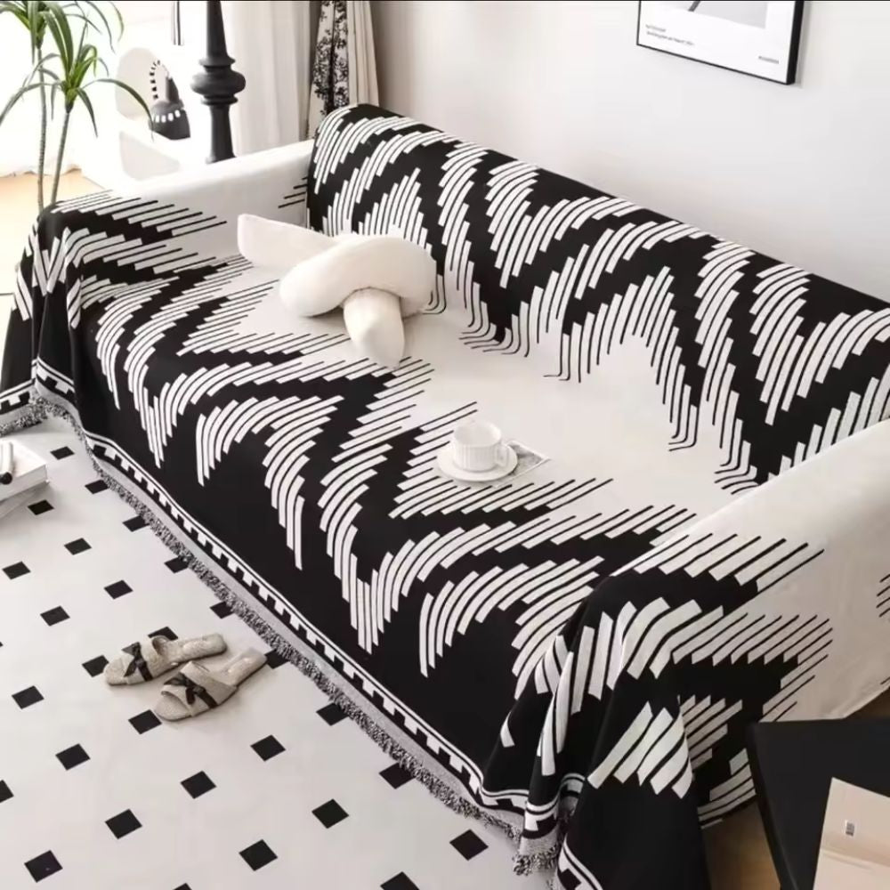 Chenille Microfiber Sofa Cover in Parisian Style