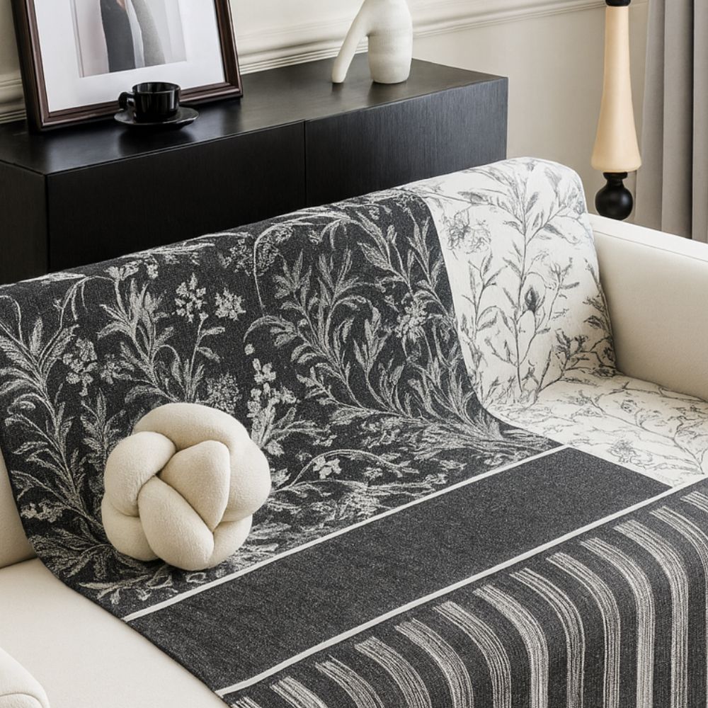 Chenille Microfiber Sofa Cover in Parisian Style