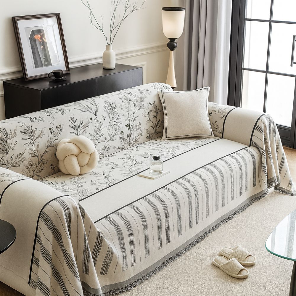 Chenille Microfiber Sofa Cover in Parisian Style
