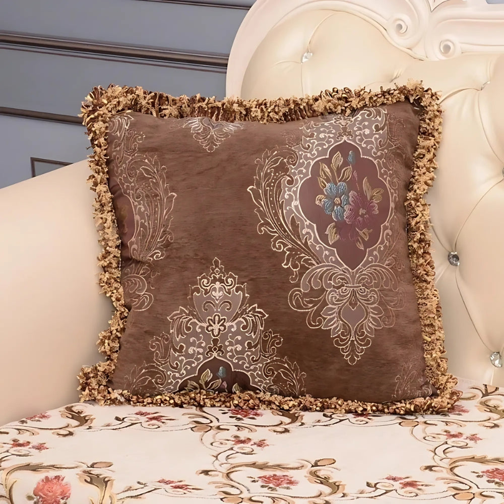 European Chenille Jacquard Cushion Cover with Floral Pattern