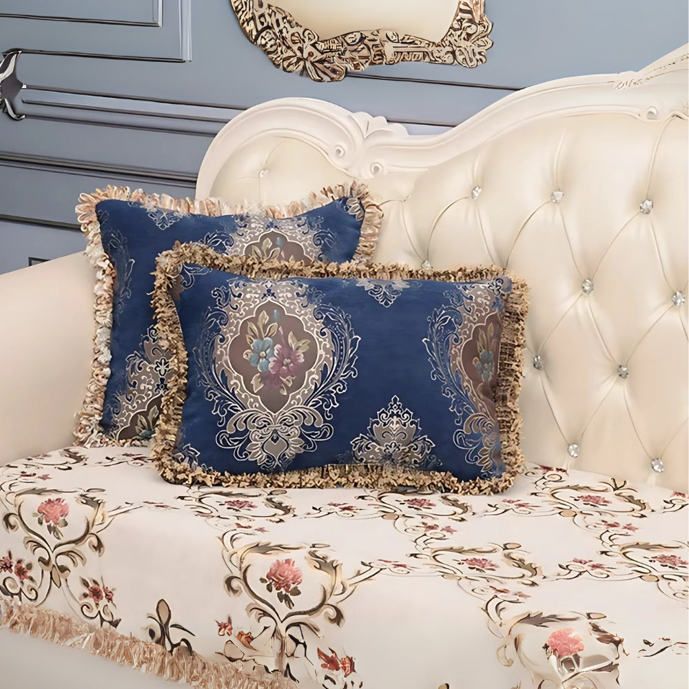 European Chenille Jacquard Cushion Cover with Floral Pattern