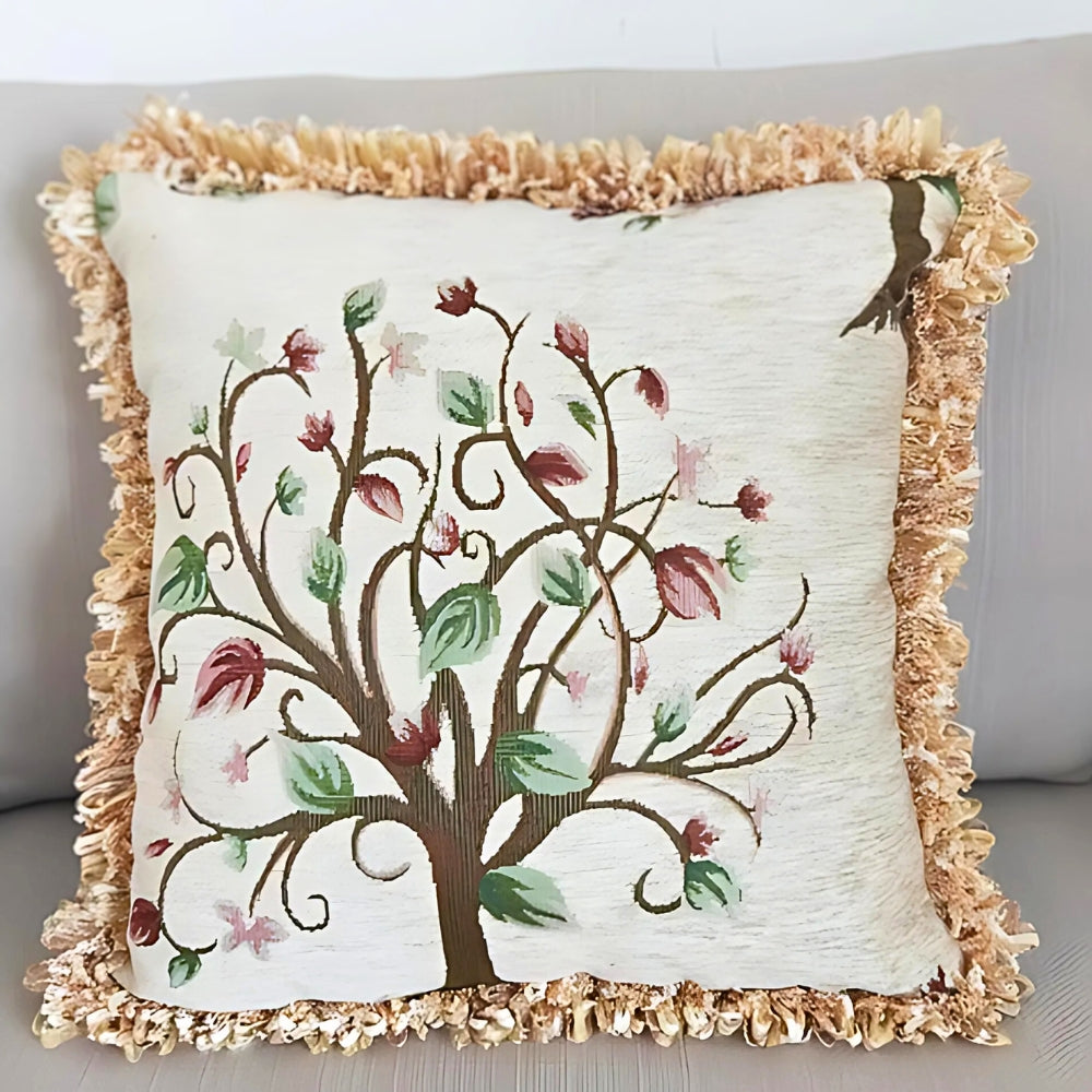 European Chenille Jacquard Cushion Cover with Floral Pattern