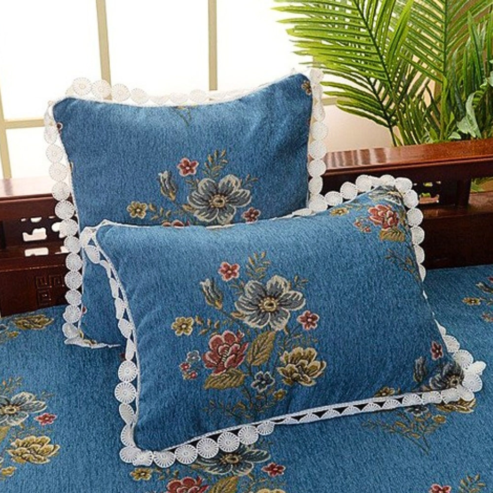 European Chenille Jacquard Cushion Cover with Floral Pattern
