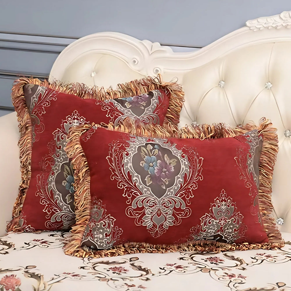 European Chenille Jacquard Cushion Cover with Floral Pattern
