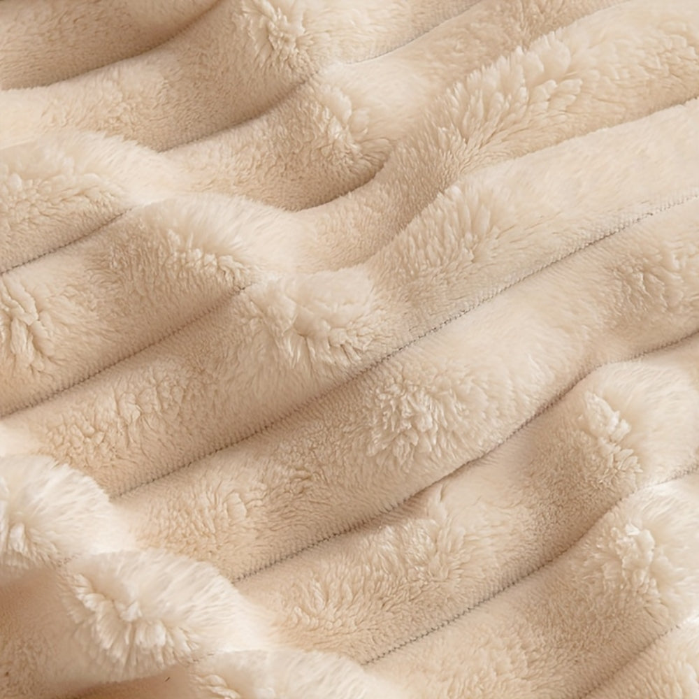 Plush Striped Quilted Sofa Cover