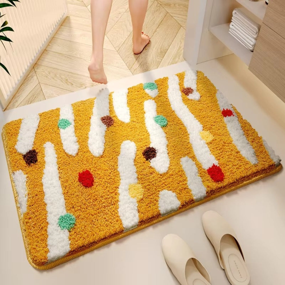 Colorful Silicone Non-Slip Bath Mat with Wave Dots