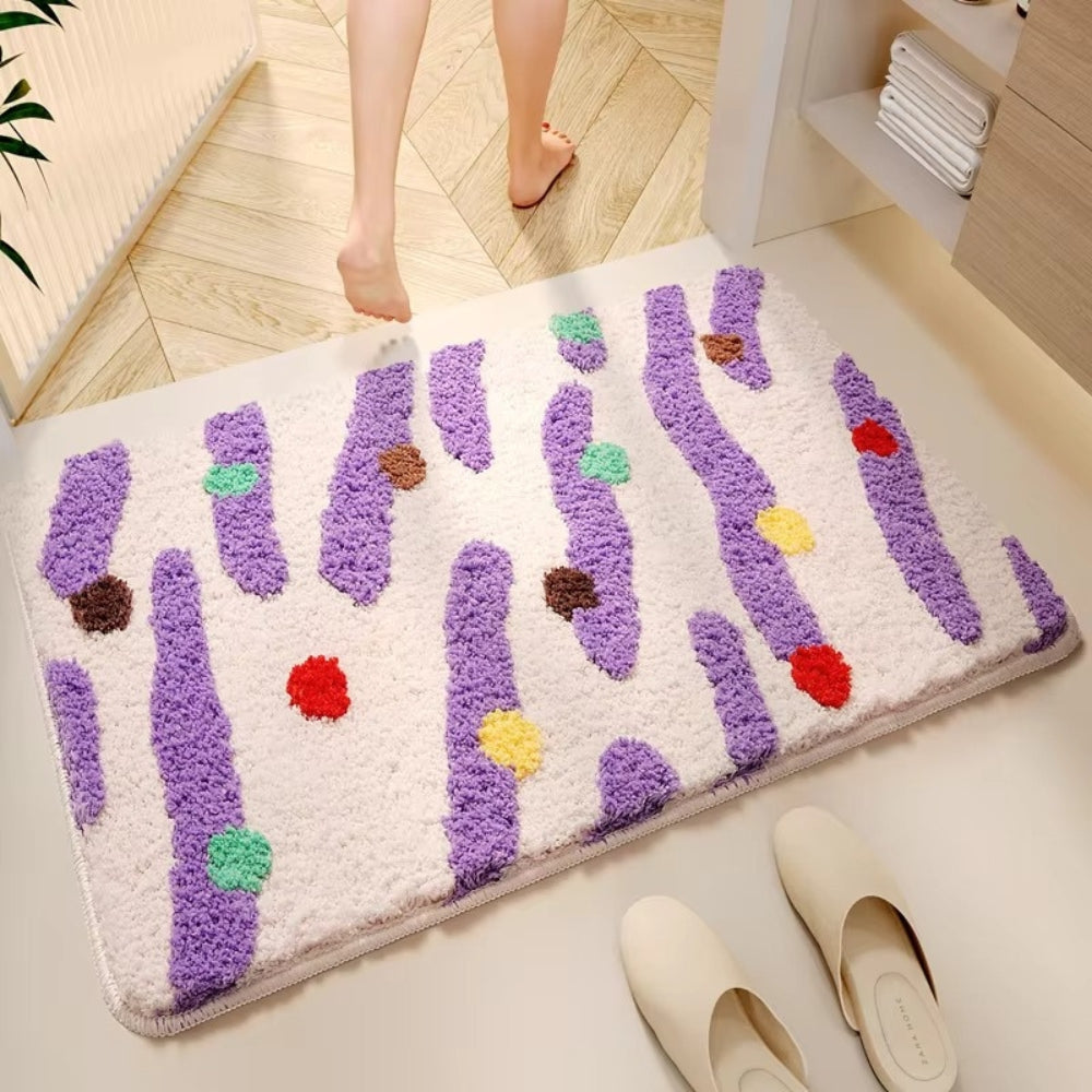 Colorful Silicone Non-Slip Bath Mat with Wave Dots