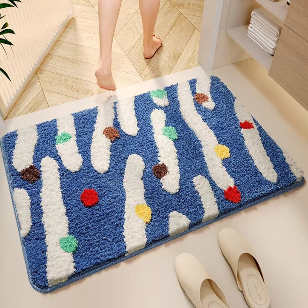 Colorful Silicone Non-Slip Bath Mat with Wave Dots