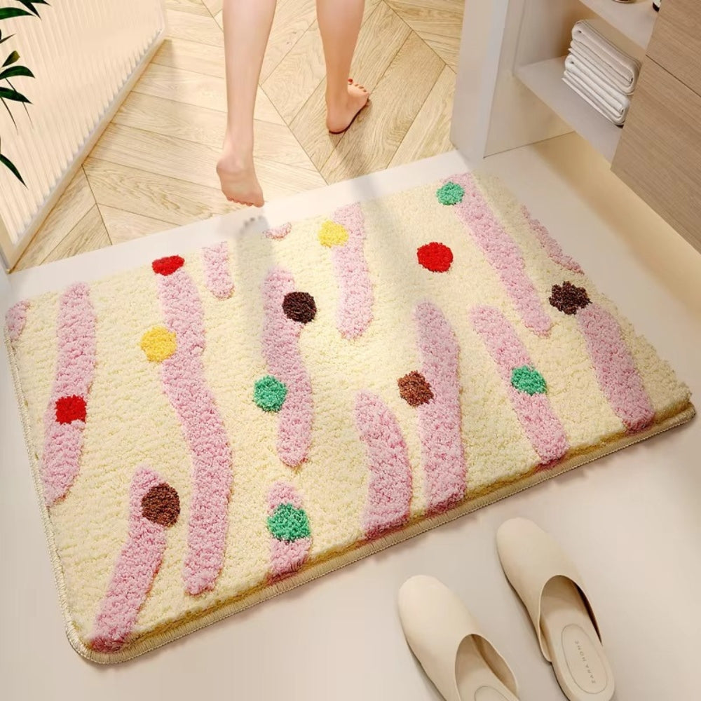 Colorful Silicone Non-Slip Bath Mat with Wave Dots