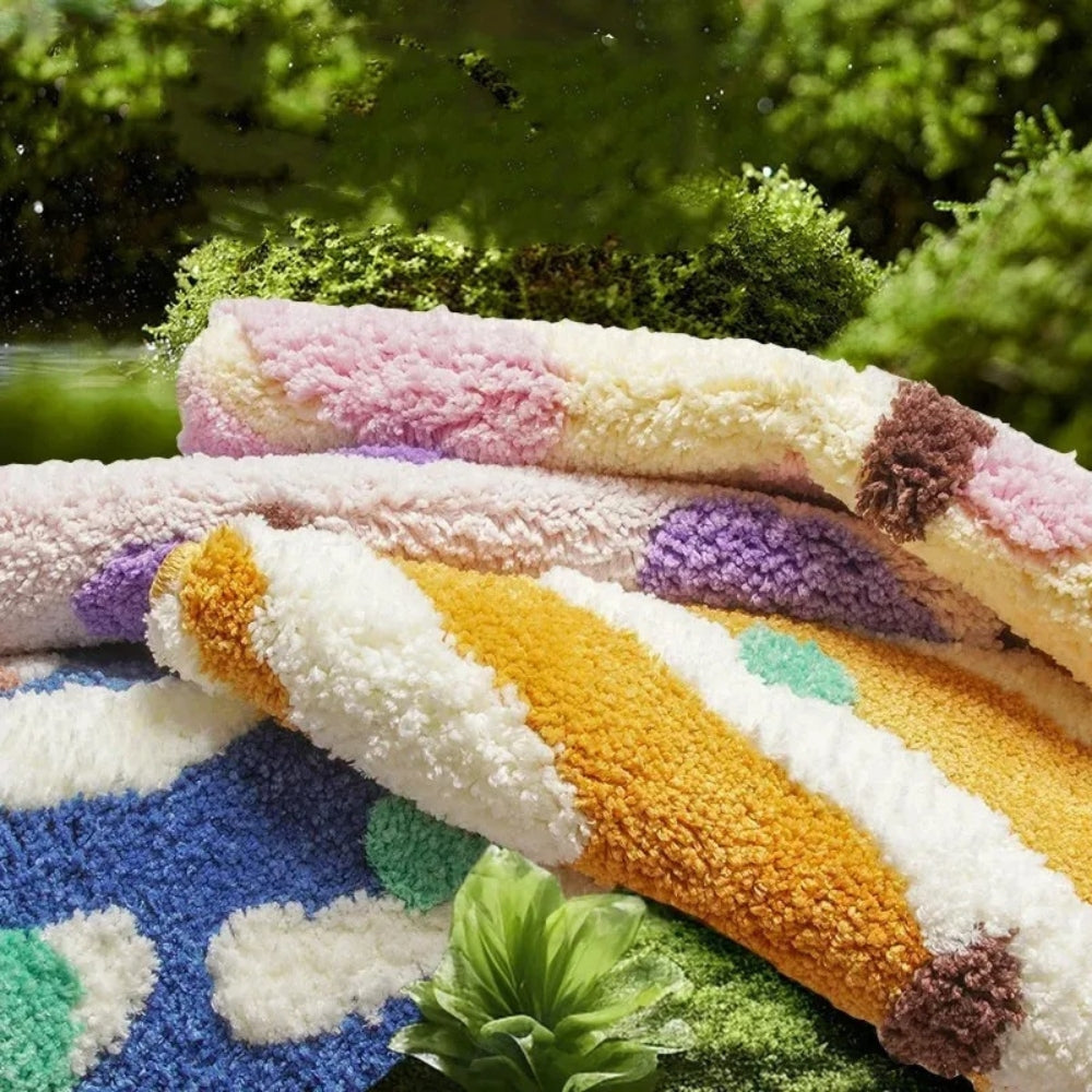Colorful Silicone Non-Slip Bath Mat with Wave Dots