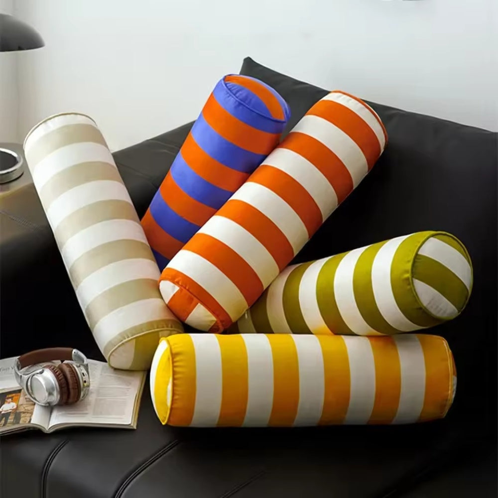 Candy Stripe Microfiber Cylindrical Cushion