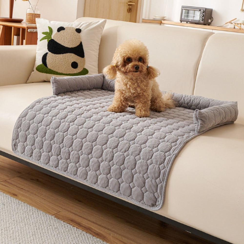 Quilted Non-Slip Bolster Pet Bed for Small to Medium Dogs