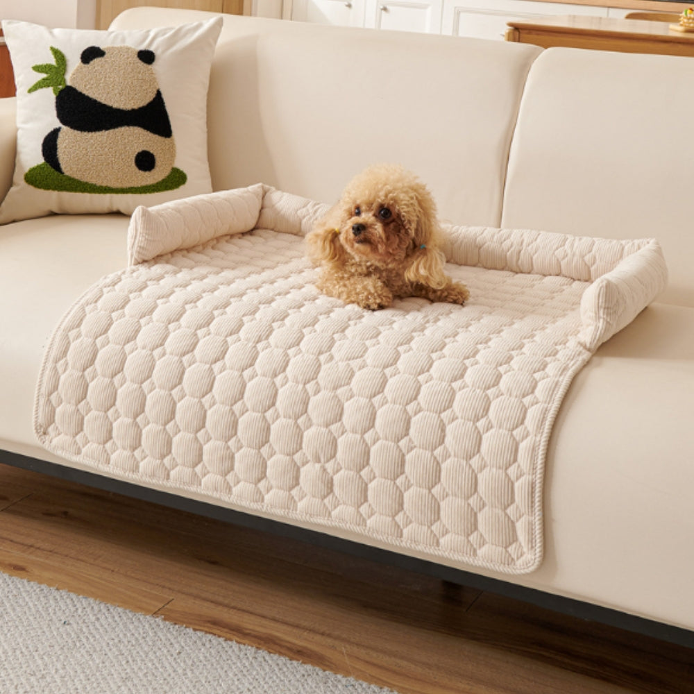 Quilted Non-Slip Bolster Pet Bed for Small to Medium Dogs
