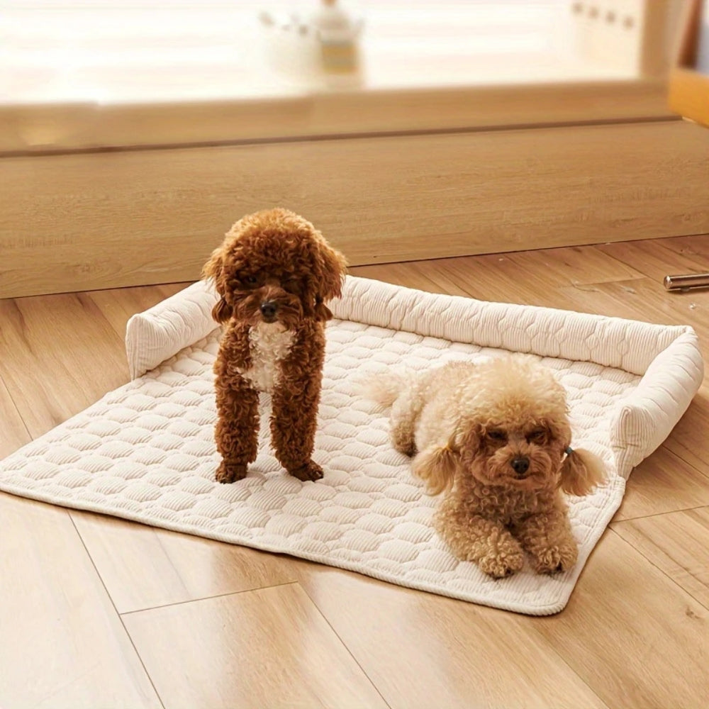 Quilted Non-Slip Bolster Pet Bed for Small to Medium Dogs