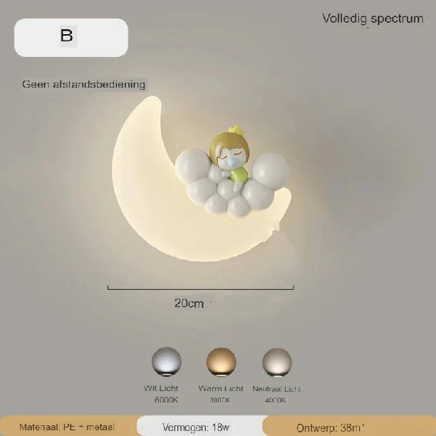 Moon Wall Lamp - Gentle Warm Light - Metal and PE Design