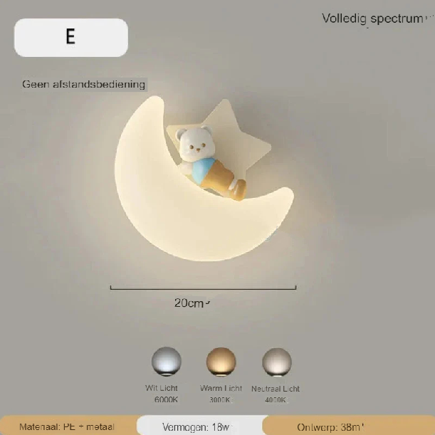 Moon Wall Lamp - Gentle Warm Light, Metal and PE Design