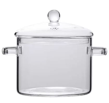 Heat-Resistant Glass Cooking Pot with Handle, 50 oz