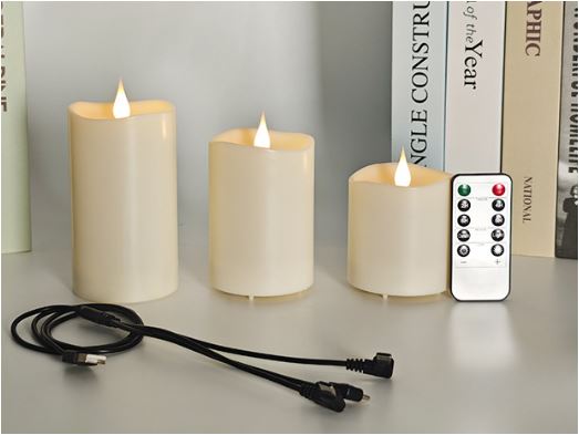 Solar-Powered Outdoor Candle Set - 3 Heights