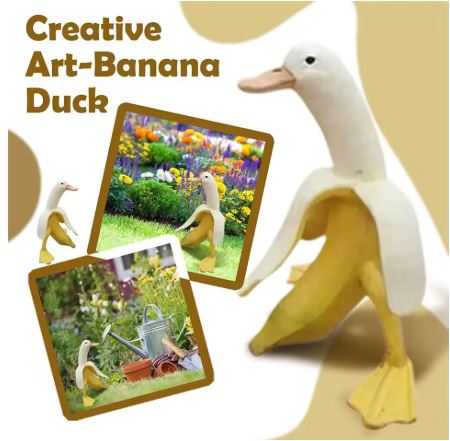 Banana Duck Garden Ornament in Resin
