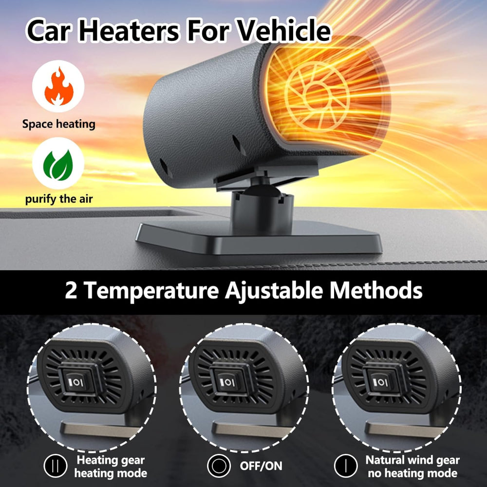 Portable 12V Car Heater and Windshield Defroster with Adjustable Airflow