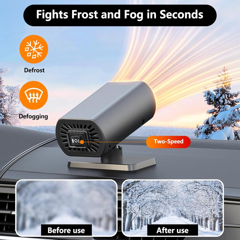 Portable 12V Car Heater and Windshield Defroster with Adjustable Airflow