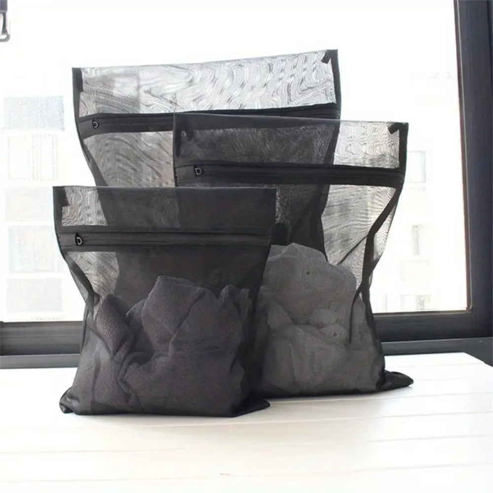 Durable Black Mesh Laundry Bag for Delicates and Bulky Items