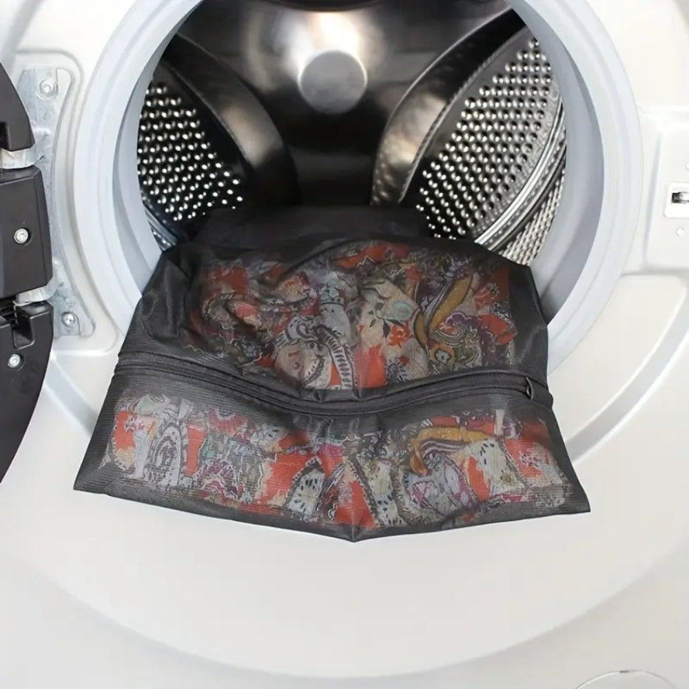 Durable Black Mesh Laundry Bag for Delicates and Bulky Items