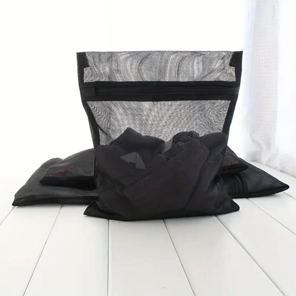 Durable Black Mesh Laundry Bag for Delicates and Bulky Items