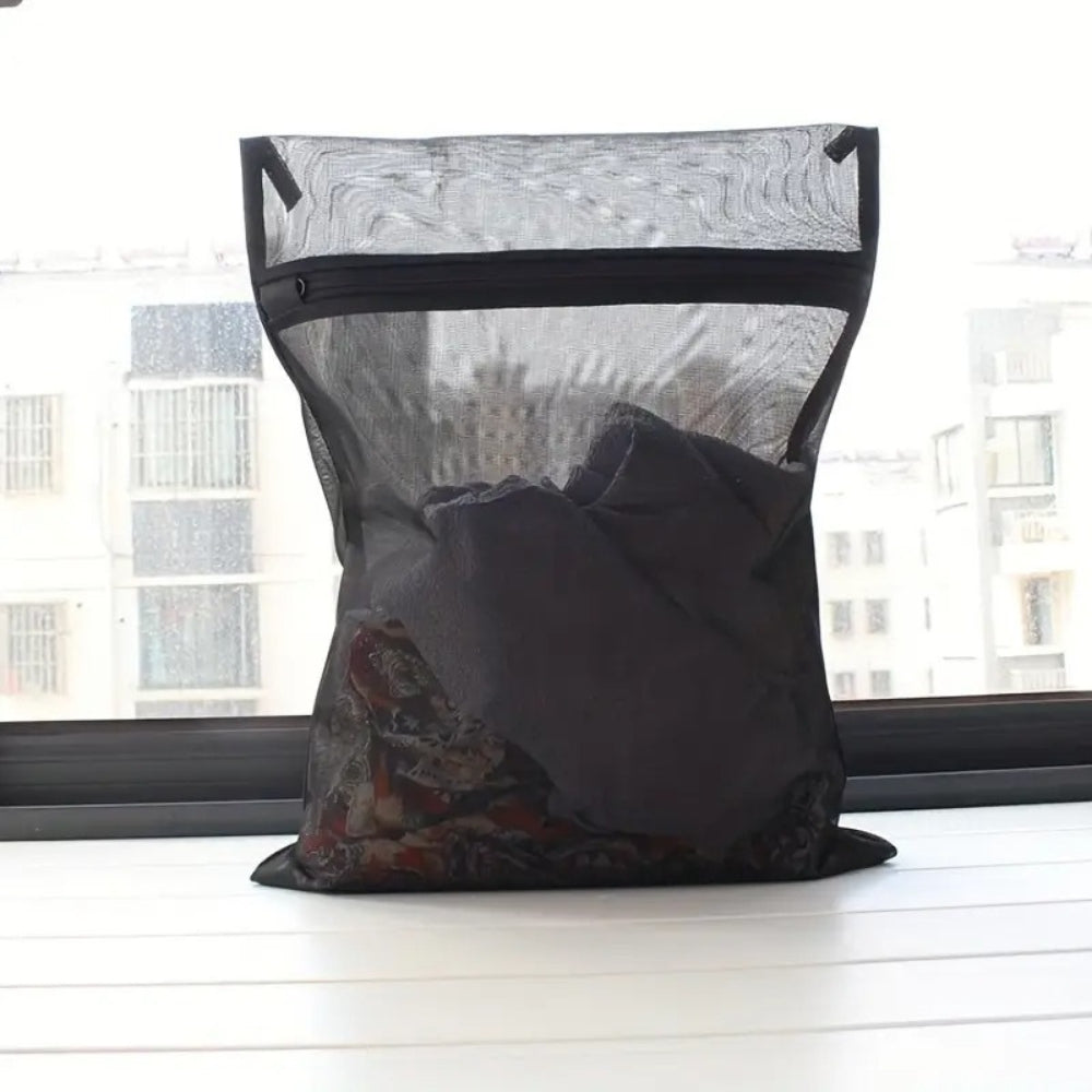 Durable Black Mesh Laundry Bag for Delicates and Bulky Items