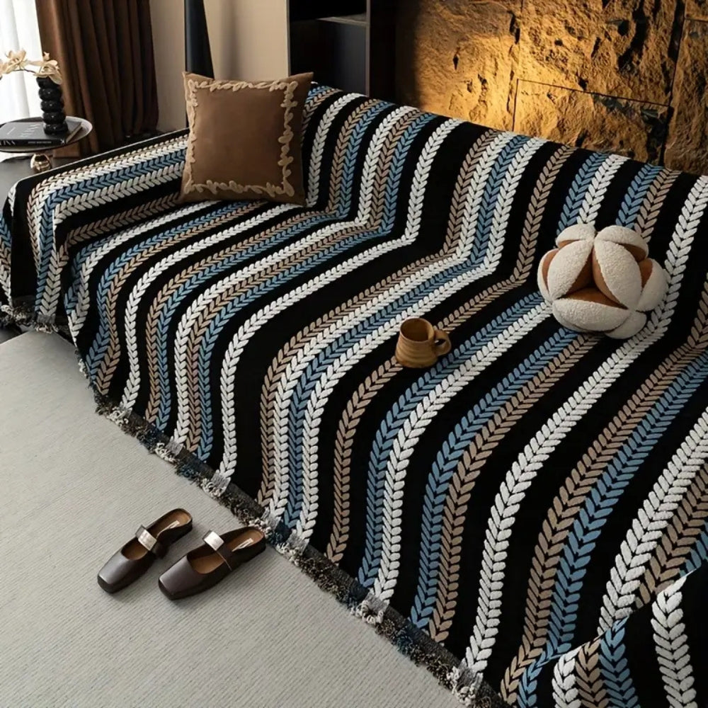 Chenille Cascade Stripe Sofa Cover