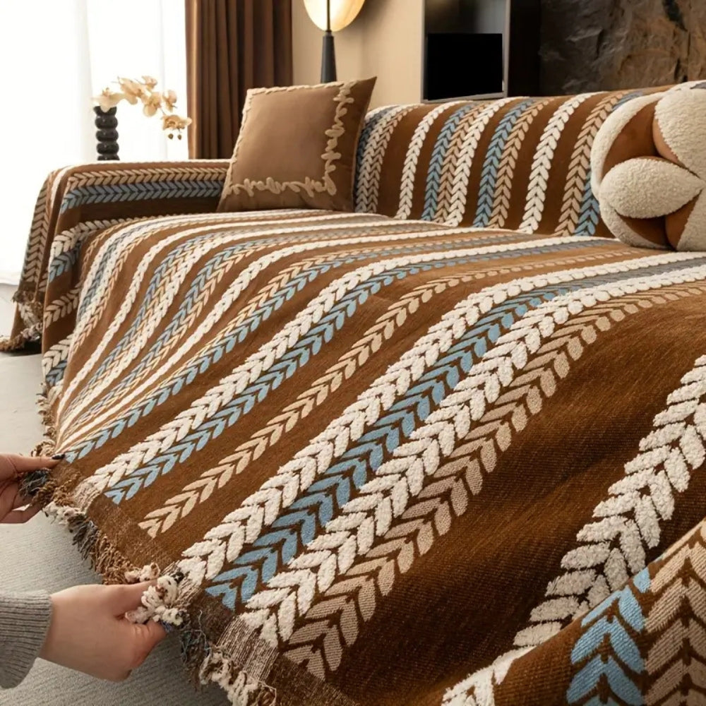 Chenille Cascade Stripe Sofa Cover