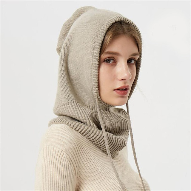 Adjustable Hooded Winter Knitted Hat