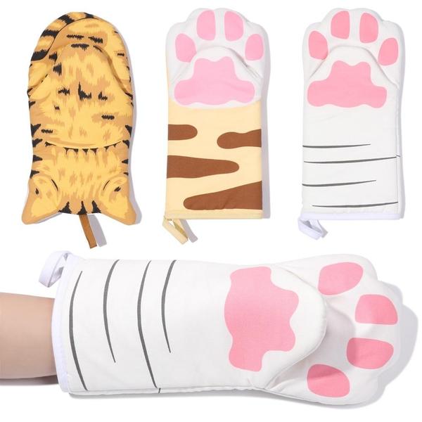 Cat Paws Cotton Oven Mitts with Thermal Insulation