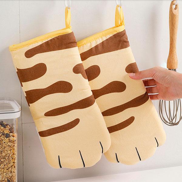 Cat Paws Cotton Oven Mitts with Thermal Insulation