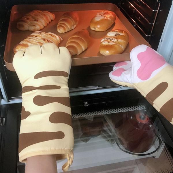 Cat Paws Cotton Oven Mitts with Thermal Insulation