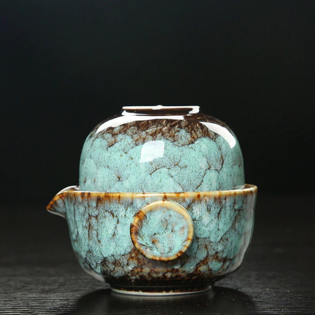 Ceramic Outdoor Kung Fu Tea Set with Teapot and Cup