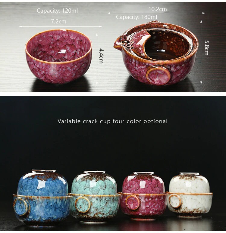 Ceramic Outdoor Kung Fu Tea Set with Teapot and Cup