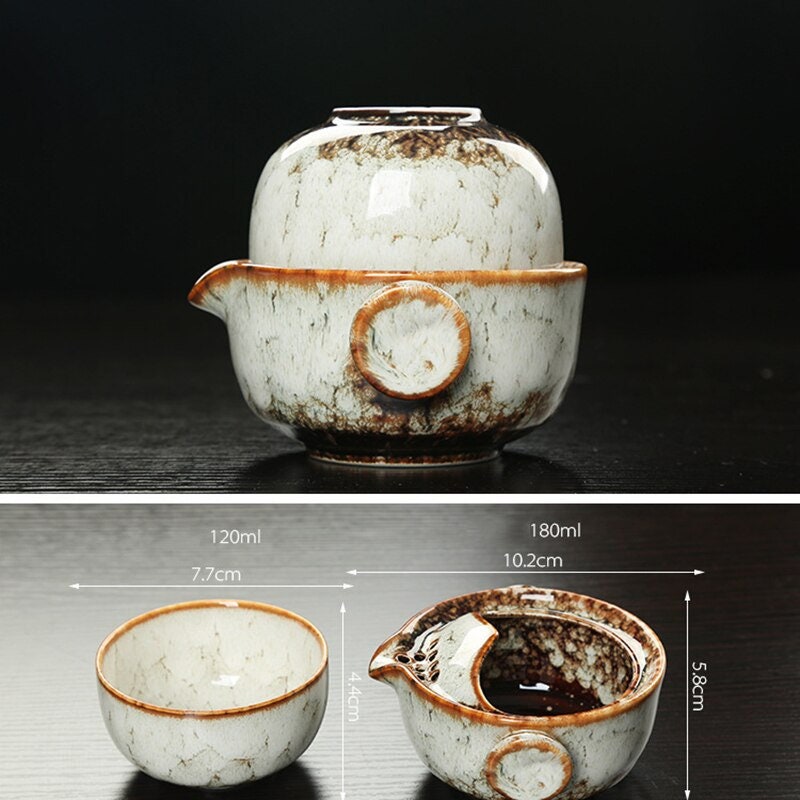 Ceramic Outdoor Kung Fu Tea Set with Teapot and Cup