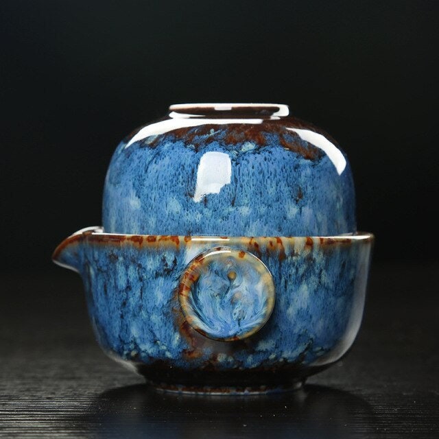 Ceramic Outdoor Kung Fu Tea Set with Teapot and Cup