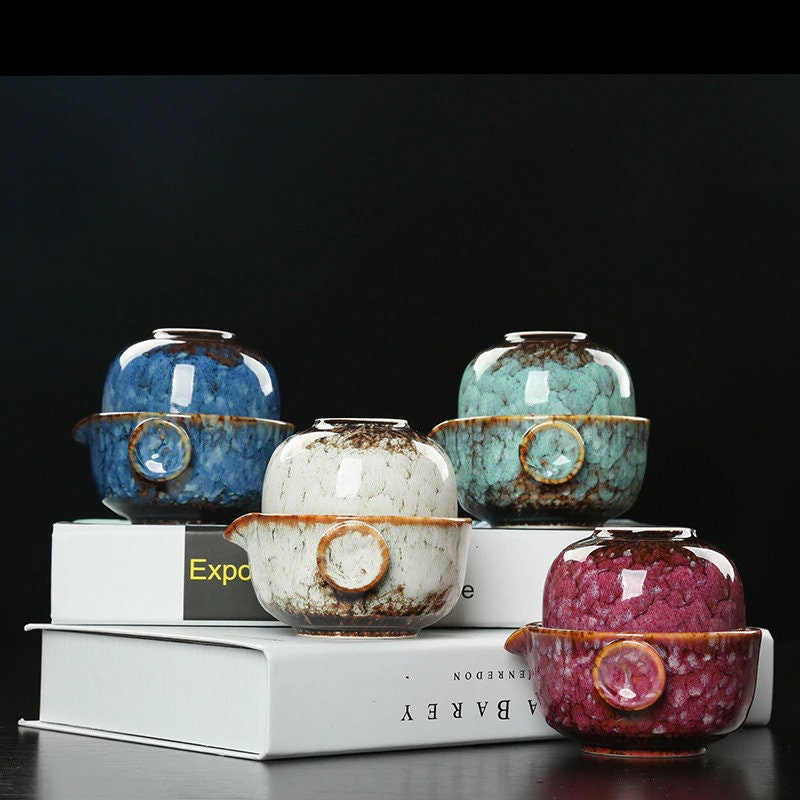 Ceramic Outdoor Kung Fu Tea Set with Teapot and Cup