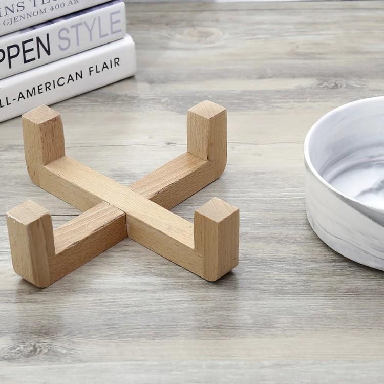 Ceramic Pet Feeding Bowl with Bamboo Base