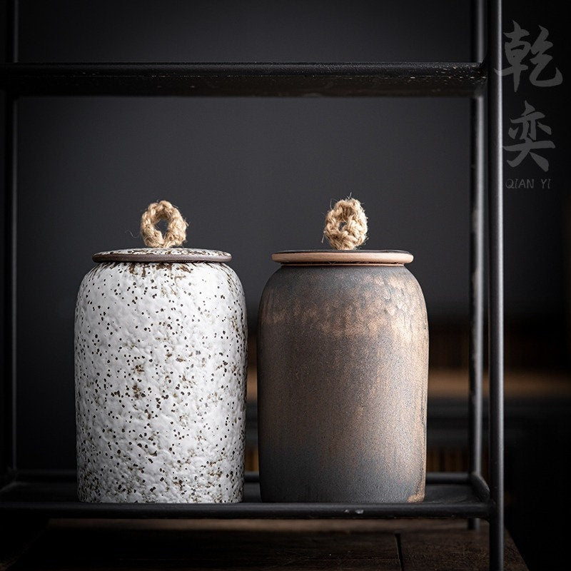 Japanese Ceramic Tea Canister for Travel and Home Decor