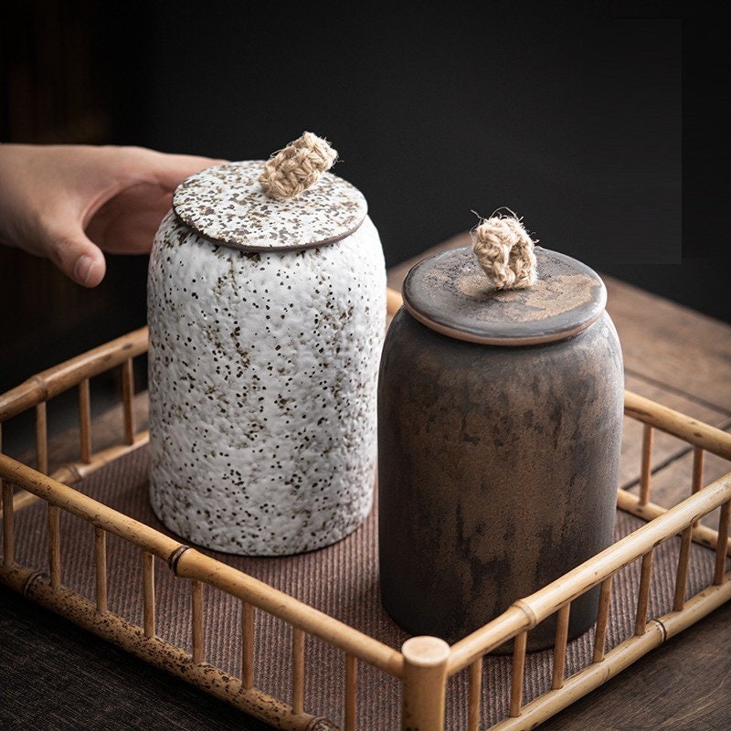 Japanese Ceramic Tea Canister for Travel and Home Decor