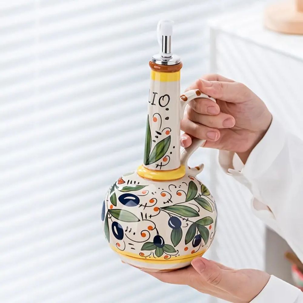 Hand-Painted Ceramic Oil Drizzle Dispenser