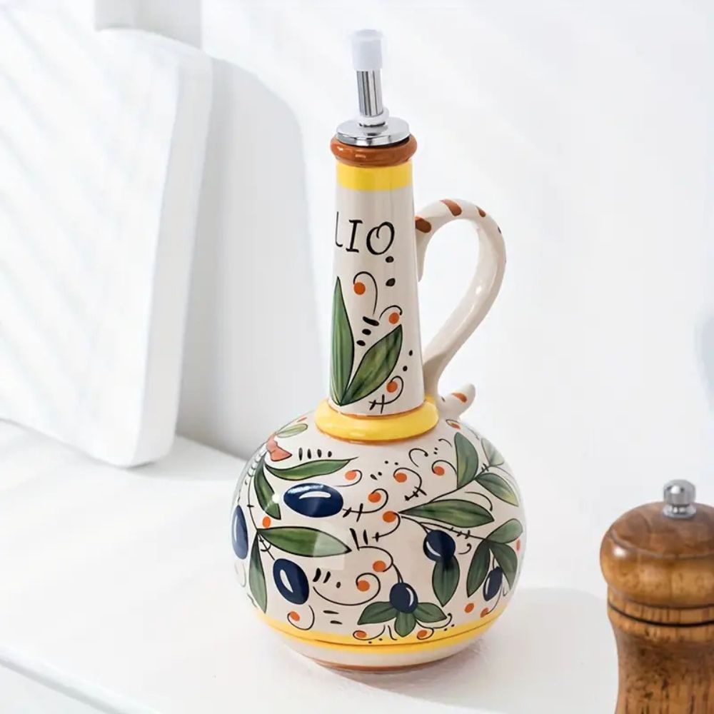 Hand-Painted Ceramic Oil Drizzle Dispenser