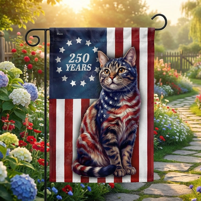 Betsy Ross Cat Lover Patriotic Flag - Double-Sided Canvas Decor