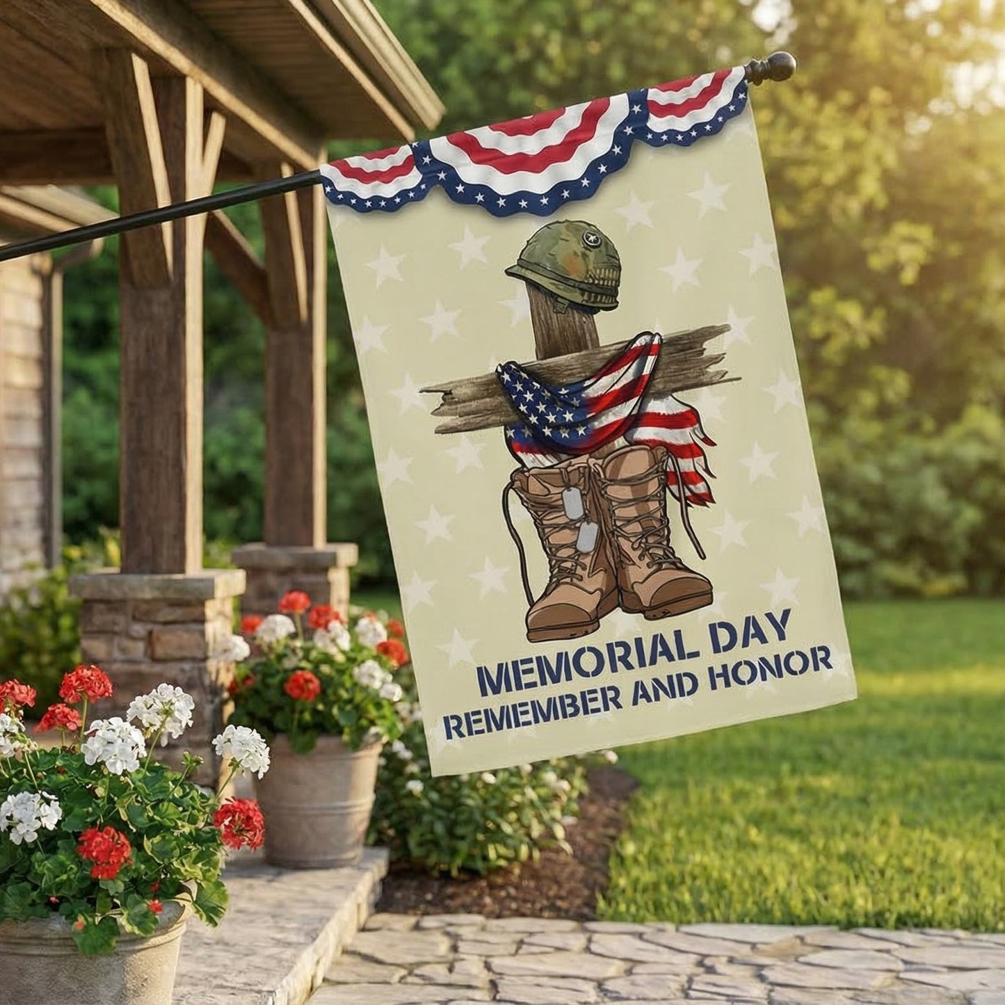 Double-Sided Memorial Day Flag - Remember and Honor Design
