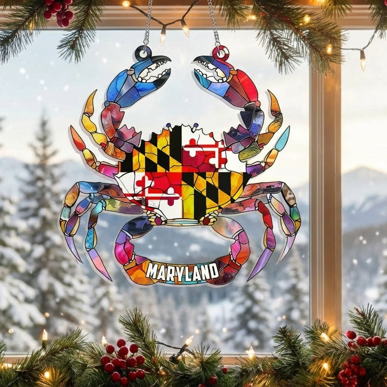 Maryland Flag Acrylic Hanging Sign - Customizable Home Decor