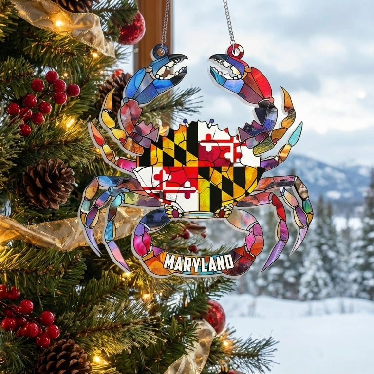 Maryland Flag Acrylic Hanging Sign - Customizable Home Decor